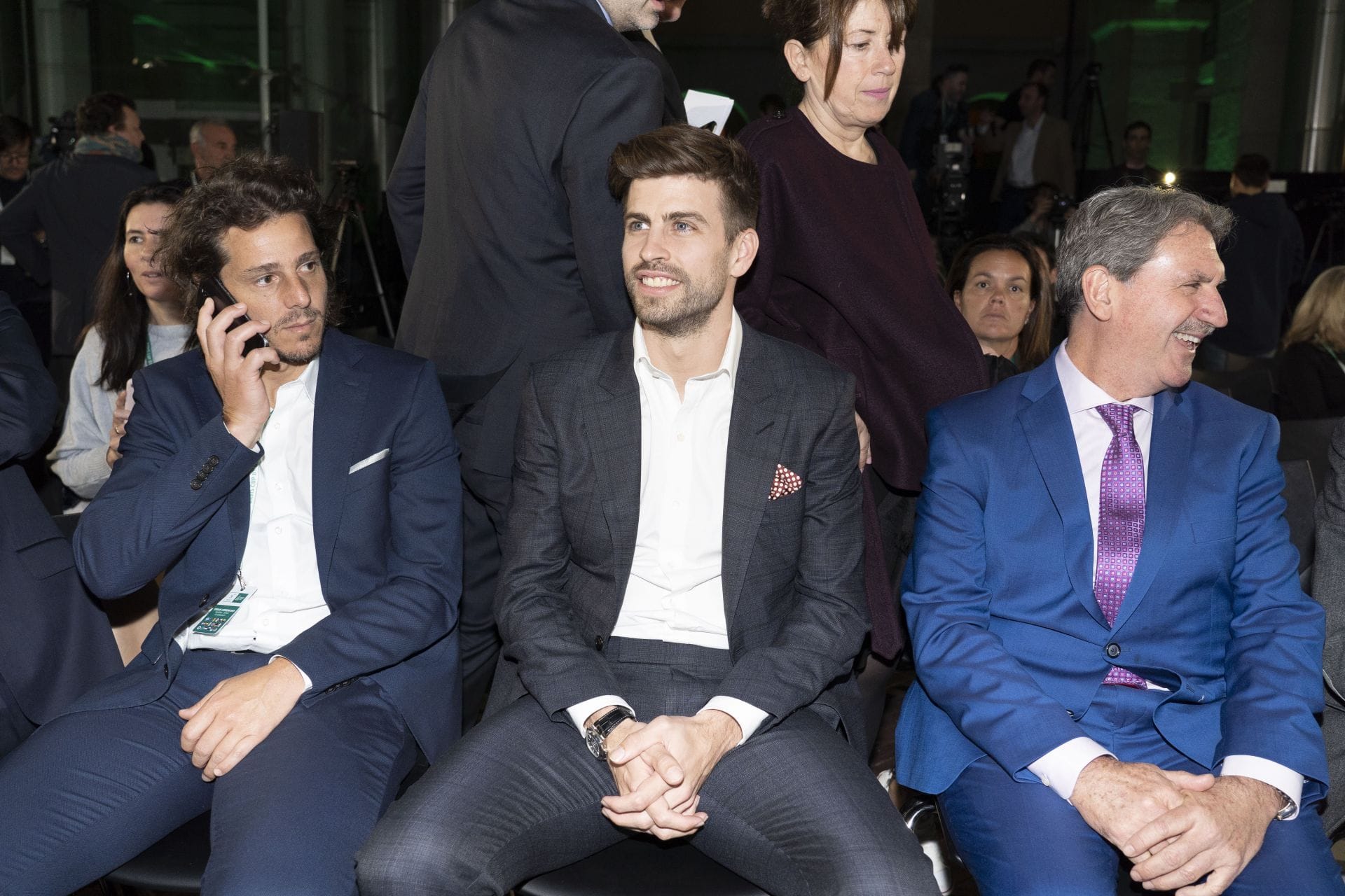 Gerard Pique (middle) at the Davis Cup 2019. (Photo: Getty)