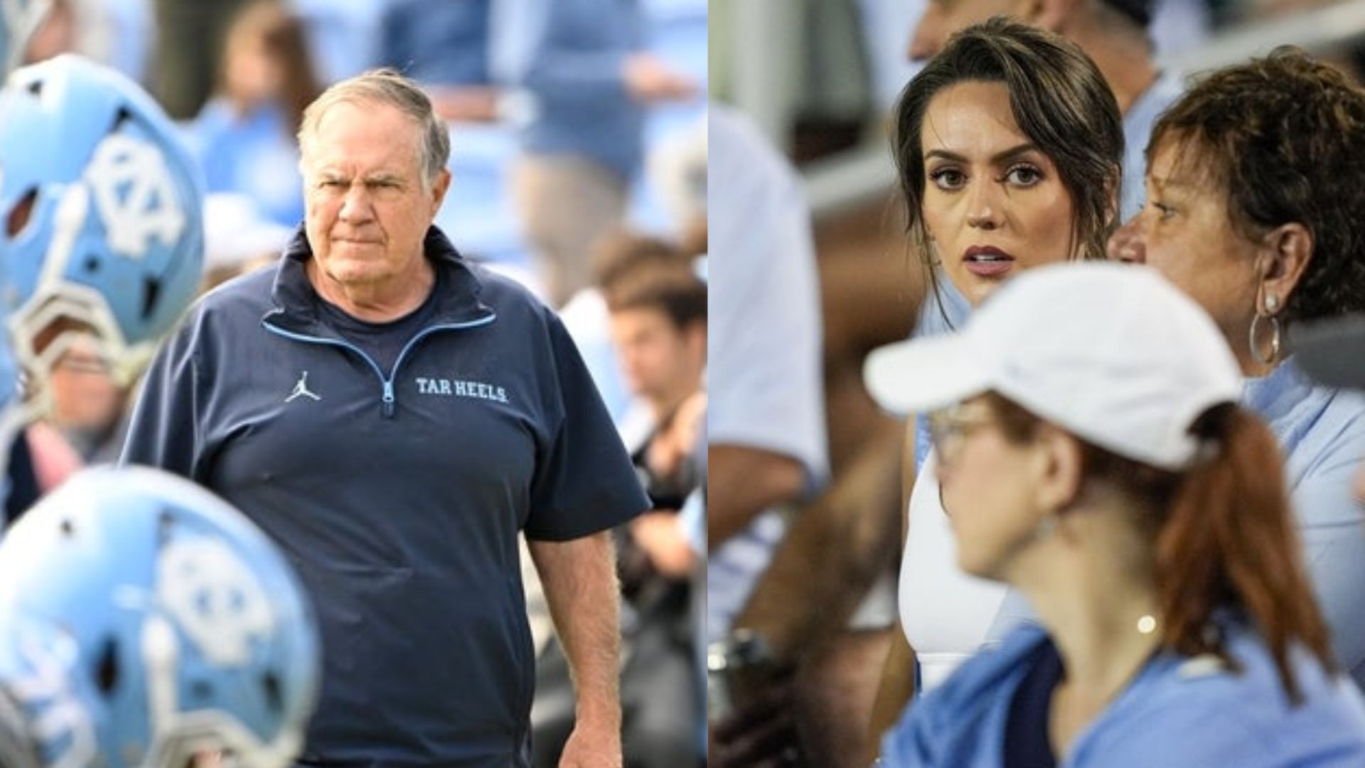 North Carolina Tar Heels coach Bill Belichick and his girlfriend Jordan Hudson