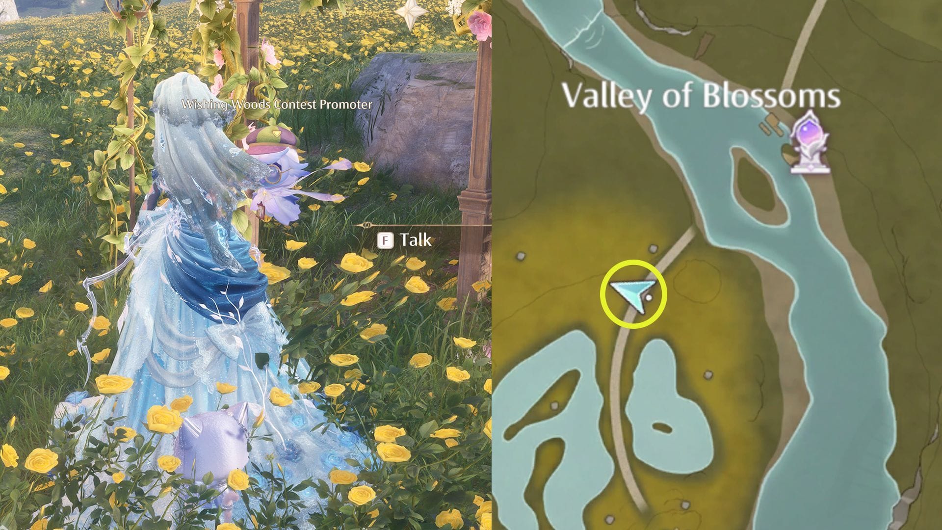 Valley of Blossoms event site location (Image via Sportskeeda Gaming/Infold Games)