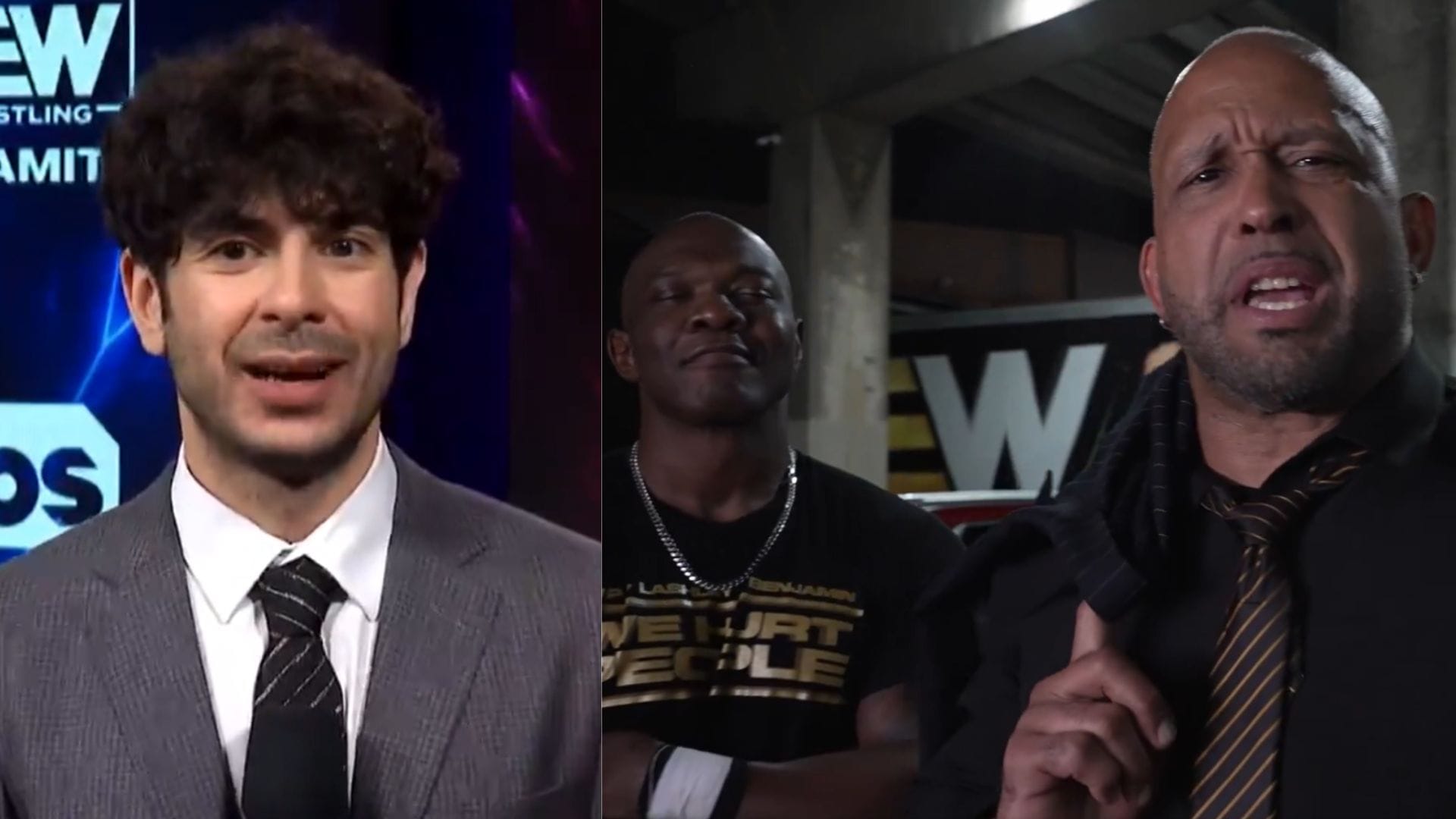 Tony Khan (left) / The Hurt Syndicate (right) [image Credits: AEW