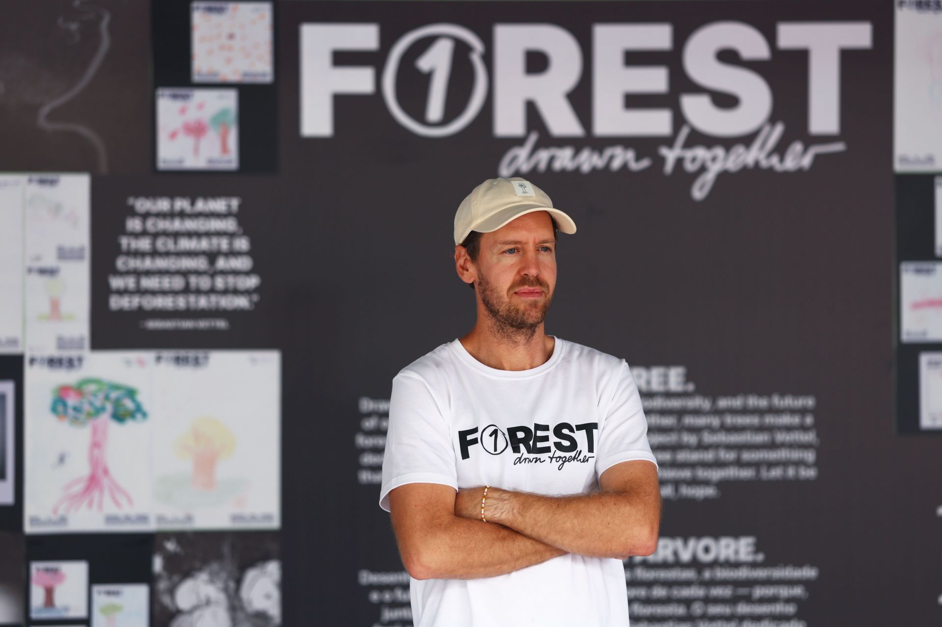 Sebastian Vettel in the Forest F1 garage at Interlagos, 2025. Source: Getty