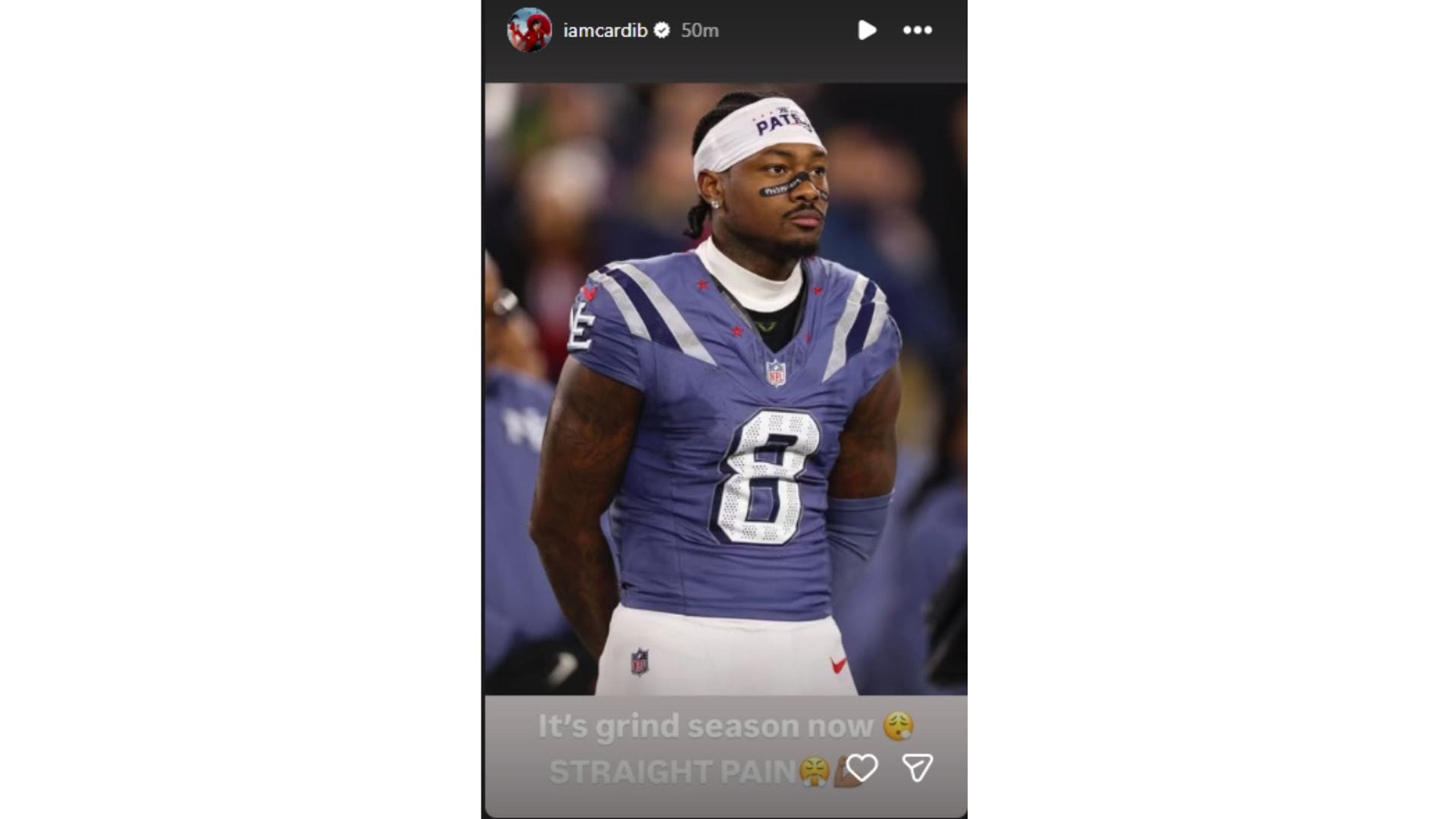 Cardi B is ready for the New England Patriots playoff push. (Credit: @iamcardib)