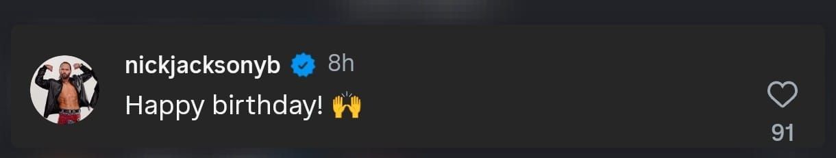 Nick Jackson&#039;s comment on Jericho&#039;s post [via @chrisjerichofozzy on Instagram]