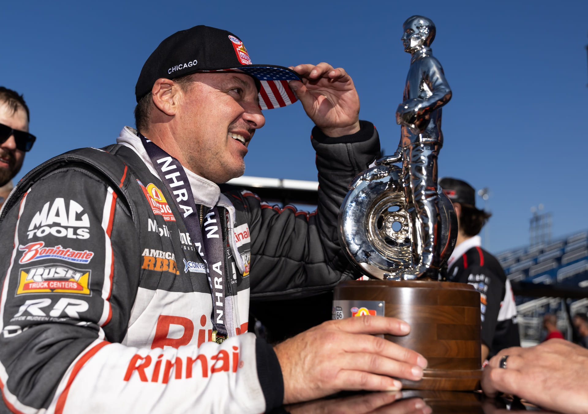 Tony Stewart after winning the NHRA Route 66 Nationals. Source: Imagn