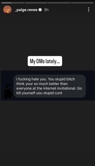 Hate comment against Spiranac ( via Paige Spiranac's Instagram story)