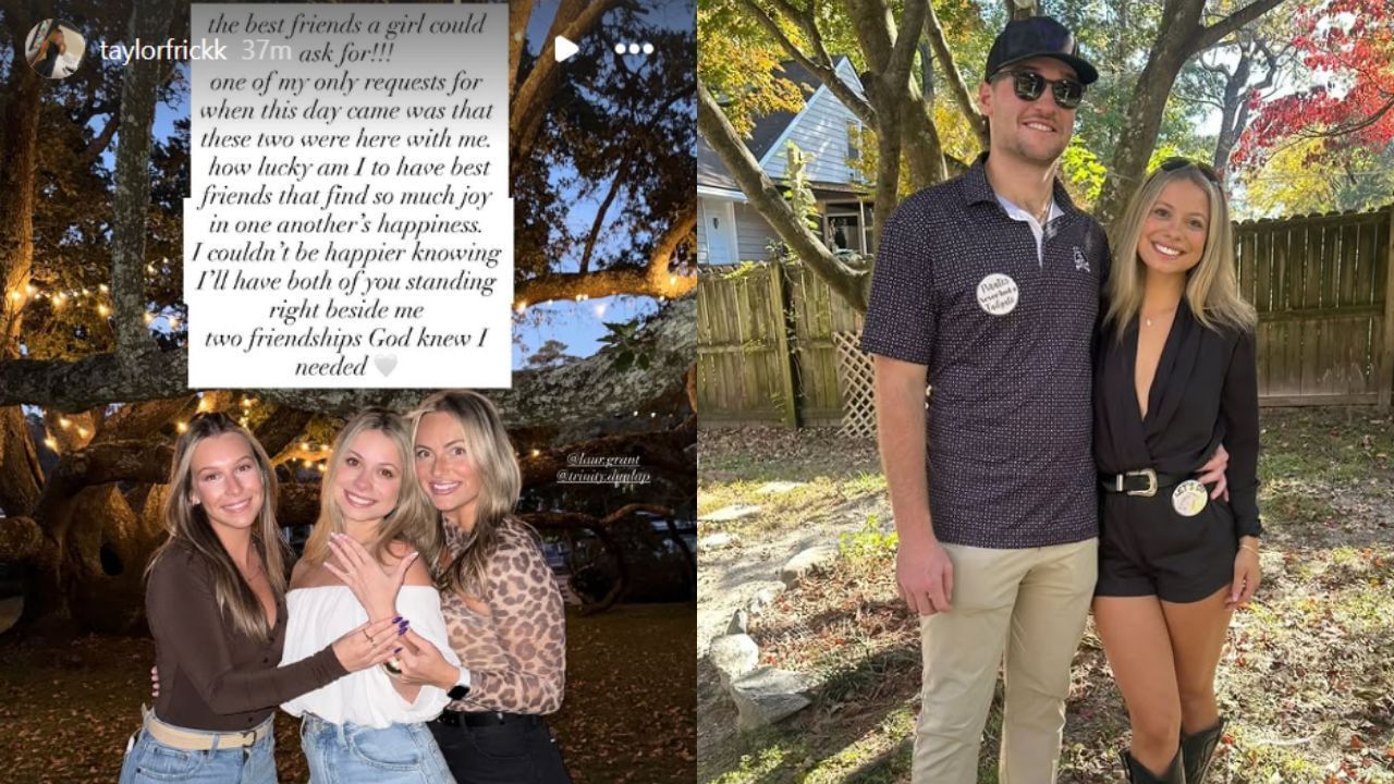 Trey Yesavage&rsquo;s fianc&eacute;e Taylor Frick gives shoutout to friends [Credit: @taylorfrickk/Instagramstory/@trinity.dunlap/Instagram]