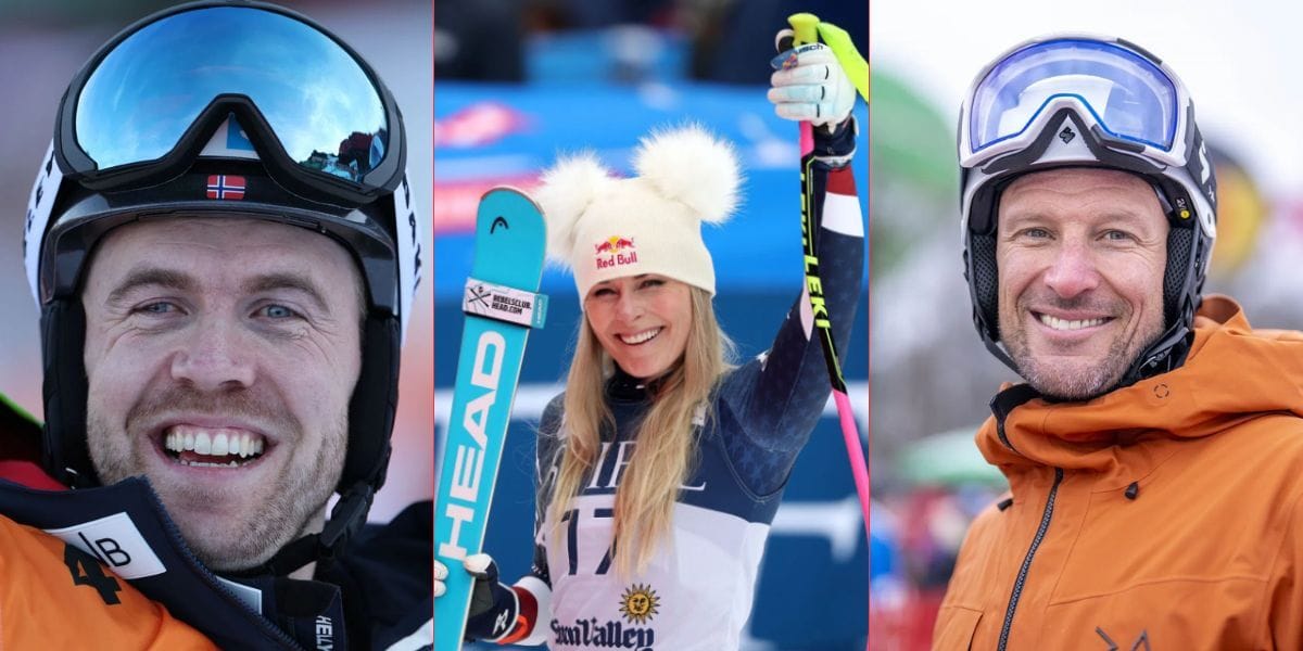 L to R: Aleksander Kilde, Lindsey Vonn and Aksel Lund Svindal. (Images by Getty)