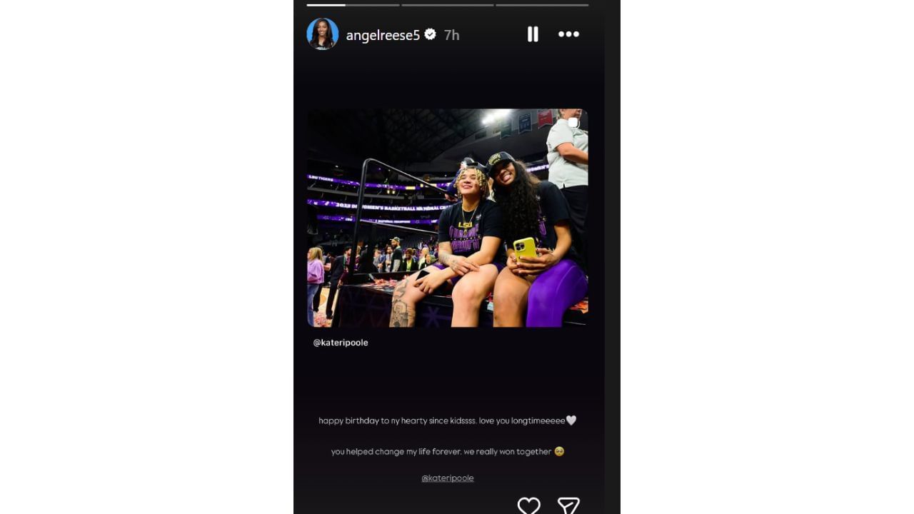 Angel Reese sends heartfelt birthday message to former LSU teammate Kateri Poole on Instagram. [photo: @angelreese5/IG]