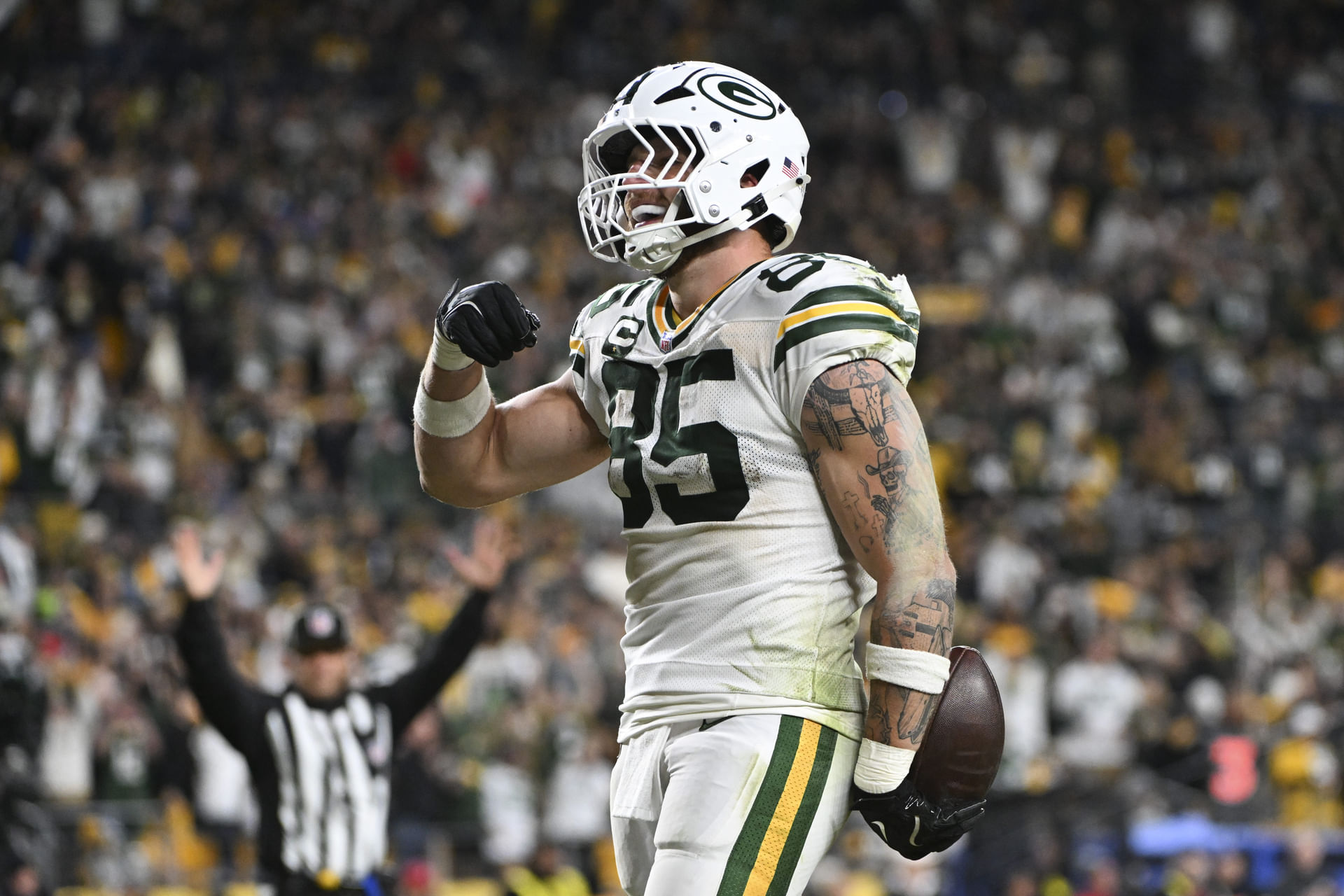 NFL: Green Bay Packers TE Tucker Kraft - Zdroj: Imagn