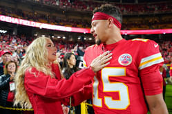 Brittany Mahomes turns heads in moto jacket as Patrick Mahomes returns to alma mater for College Gameday