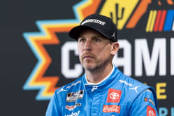 Denny Hamlin gives clear response on whether accepting NASCAR trophy from Steve Phelps or Jim France would feel awkward amid the lawsuit