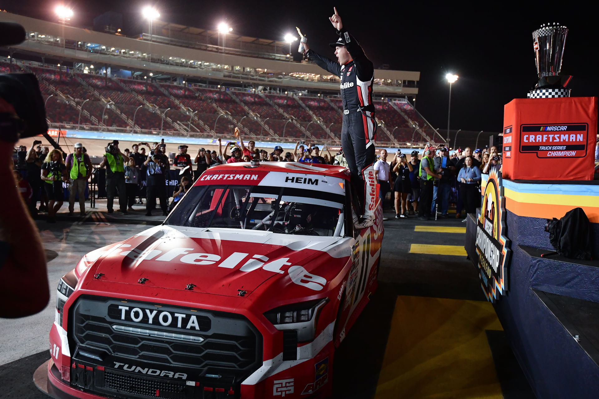 Tricon Garage&#039;s Corey Heim after winning the NASCAR Truck Series championship at Phoenix - Source: Imagn