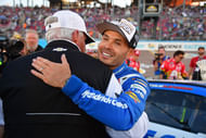 Kyle Larson (5) celebrates with team owner Rick Hendrick at Phoenix Raceway. Source: Imagn