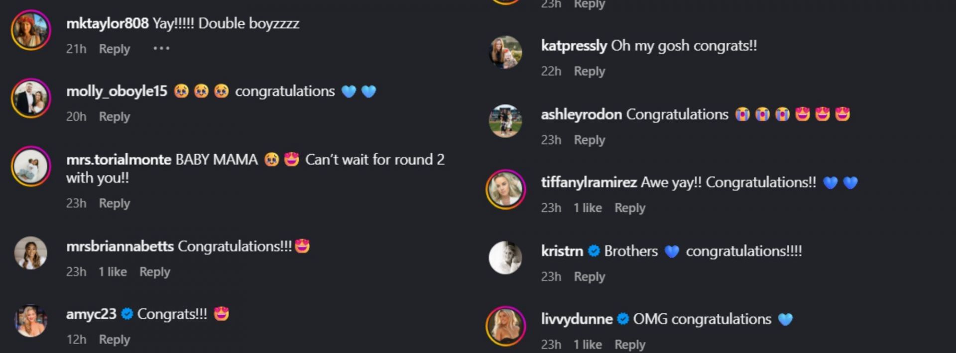 Screenshot of comments [Image Source: Instagram/im__ferg, risssferguson]