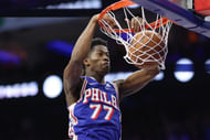 V.J. Edgecombe dunks the ball during Toronto Raptors at Philadelphia 76ers (Image Source: Imagn)
