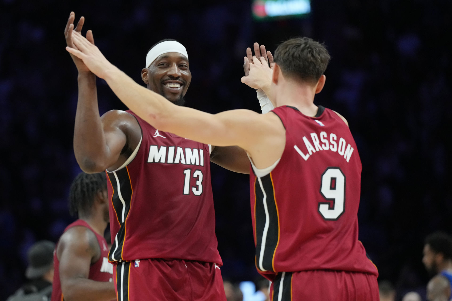Bam Adebayo and Pelle Larsson of the Miami Heat. (Photo: IMAGN)