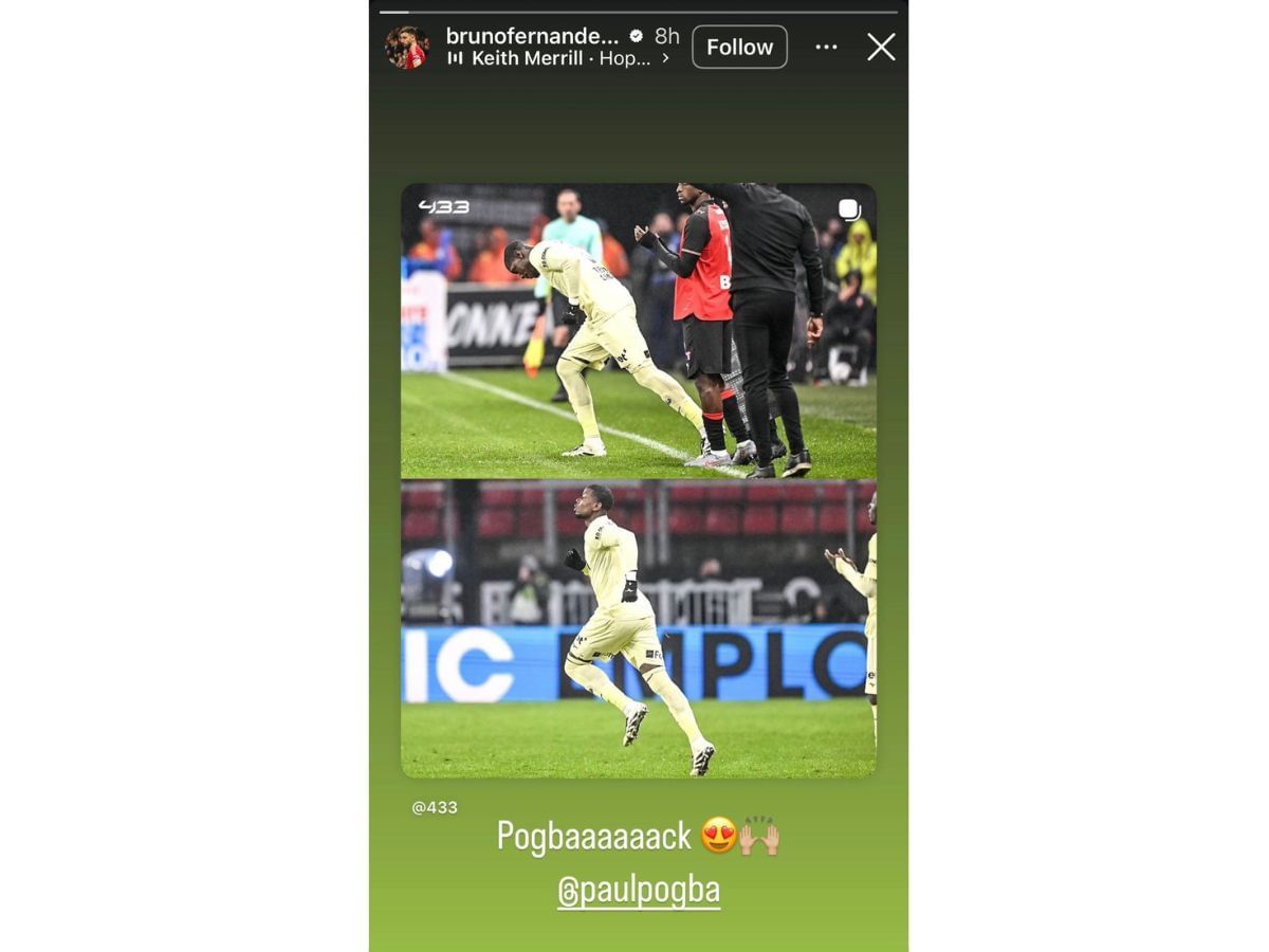 Manchester United skipper Bruno Fernandes&#039; Instagram story (Image Source: Instagram/@brunofernandes8)