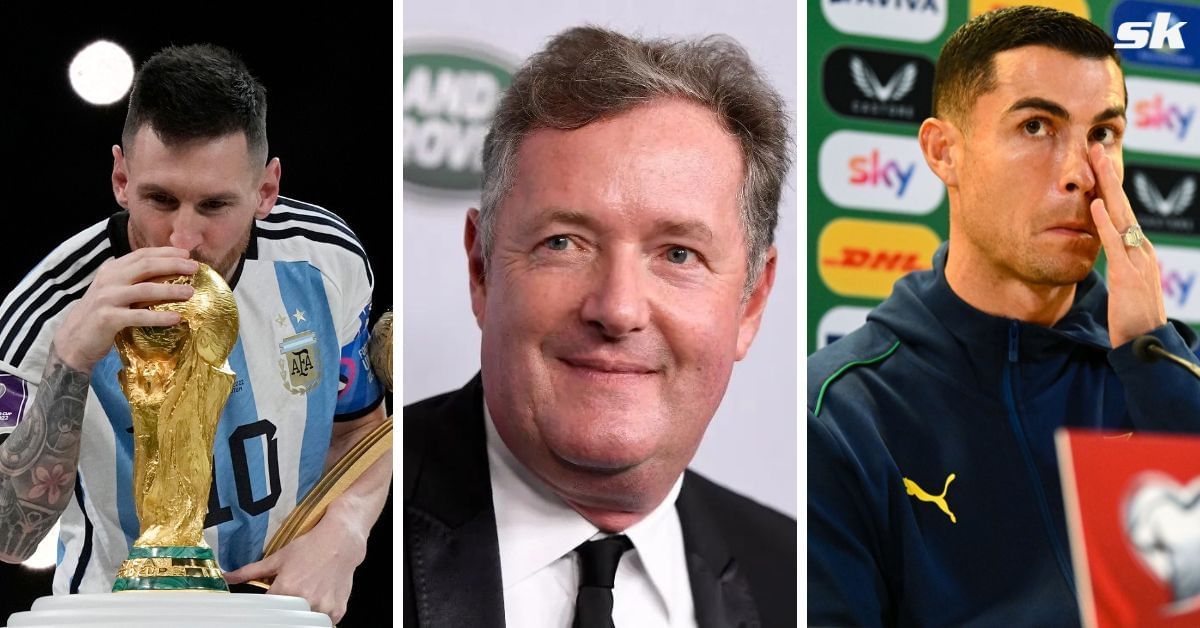 L to R: Lionel Messi, Piers Morgan, and Cristiano Ronaldo (All images sourced from Getty)