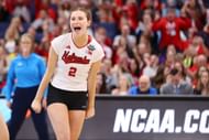 Bergen Reilly of the Nebraska Volleyball reacts during the Division I Women’s Volleyball Semifinals in Tampa, Florida. (Photo via Getty Images)