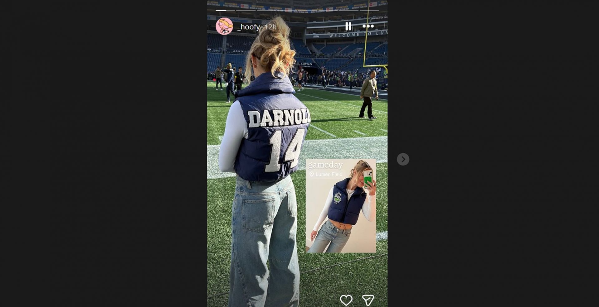 Sam Darnold&#039;s fianc&eacute;e Katie IG story/@_hoofy