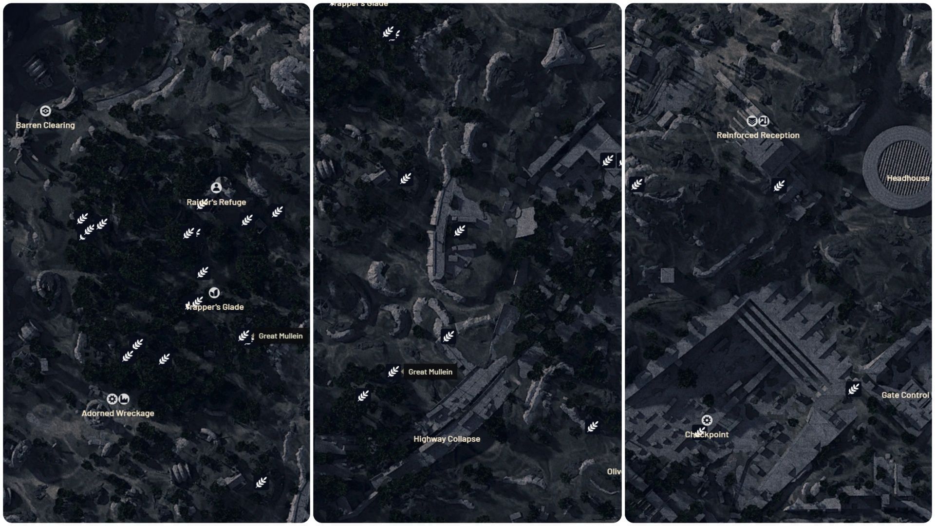 Where to find Great Mullein in ARC Raiders 6 Harvest Points in The Blue Gate (Image via arcraidersmaps.app)