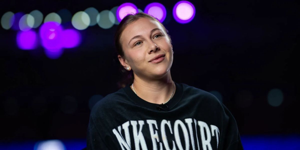 Amanda Anisimova interacts with the media ahead of her 2025 WTA Finals campaign (Source: Getty)