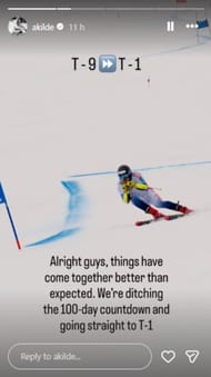 Screenshot of Kilde's Instagram story.