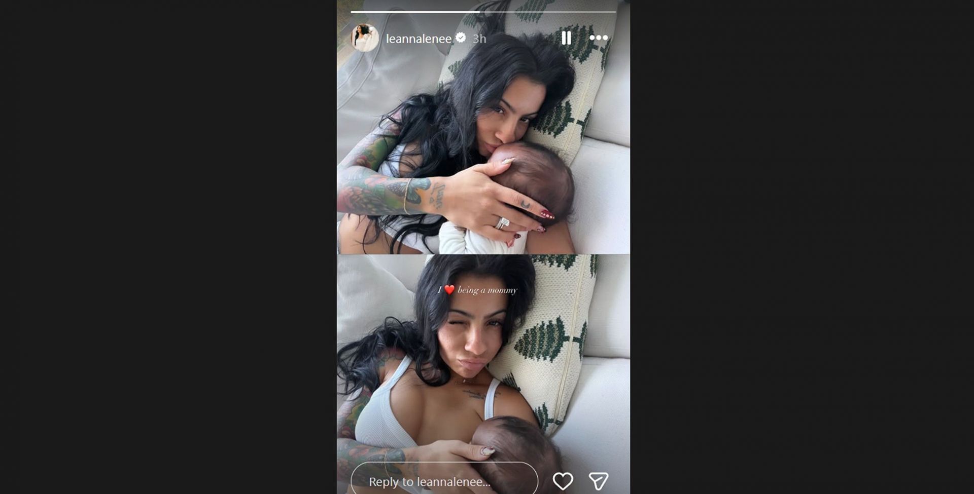 Travis Hunter&rsquo;s wife Leanna Lenee&#039;s IG story/@leannalenee