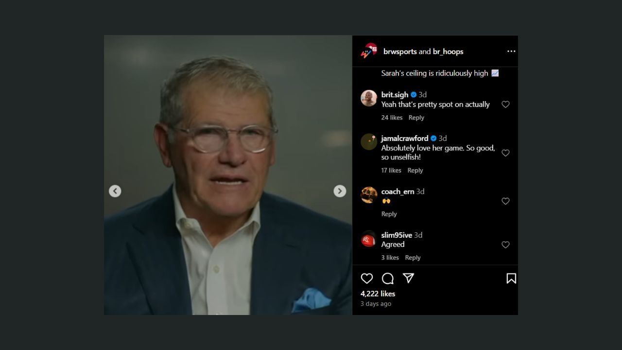 Jamal Crawford chváli hru Sarah Strong. (Kredity: @brwsportts/IG)