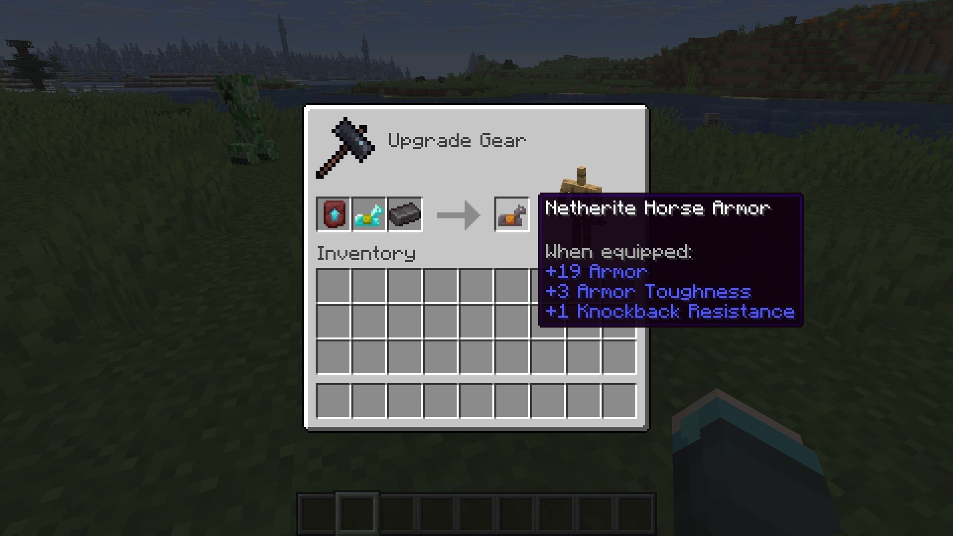 Use the Netherite upgrade template to craft the  Minecraft netherite horse armor (Image via Sportskeeda Gaming || Mojang Studios)