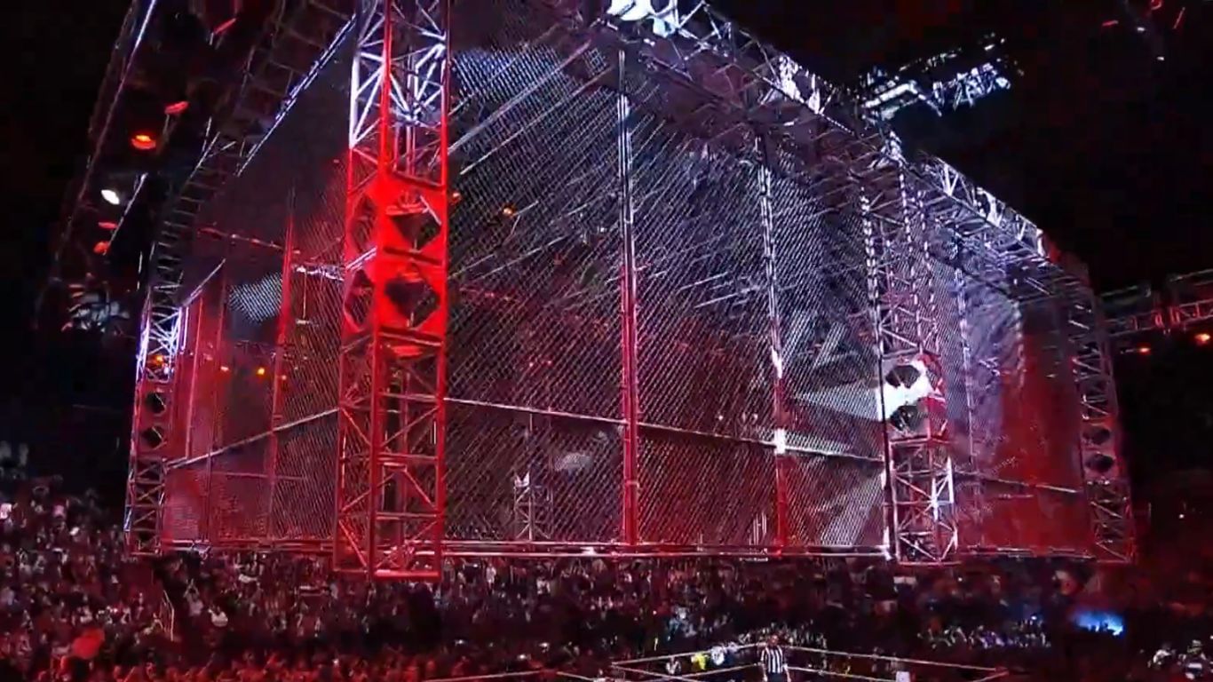 Blood and Guts 2025 cage being lowered [Image via AEW