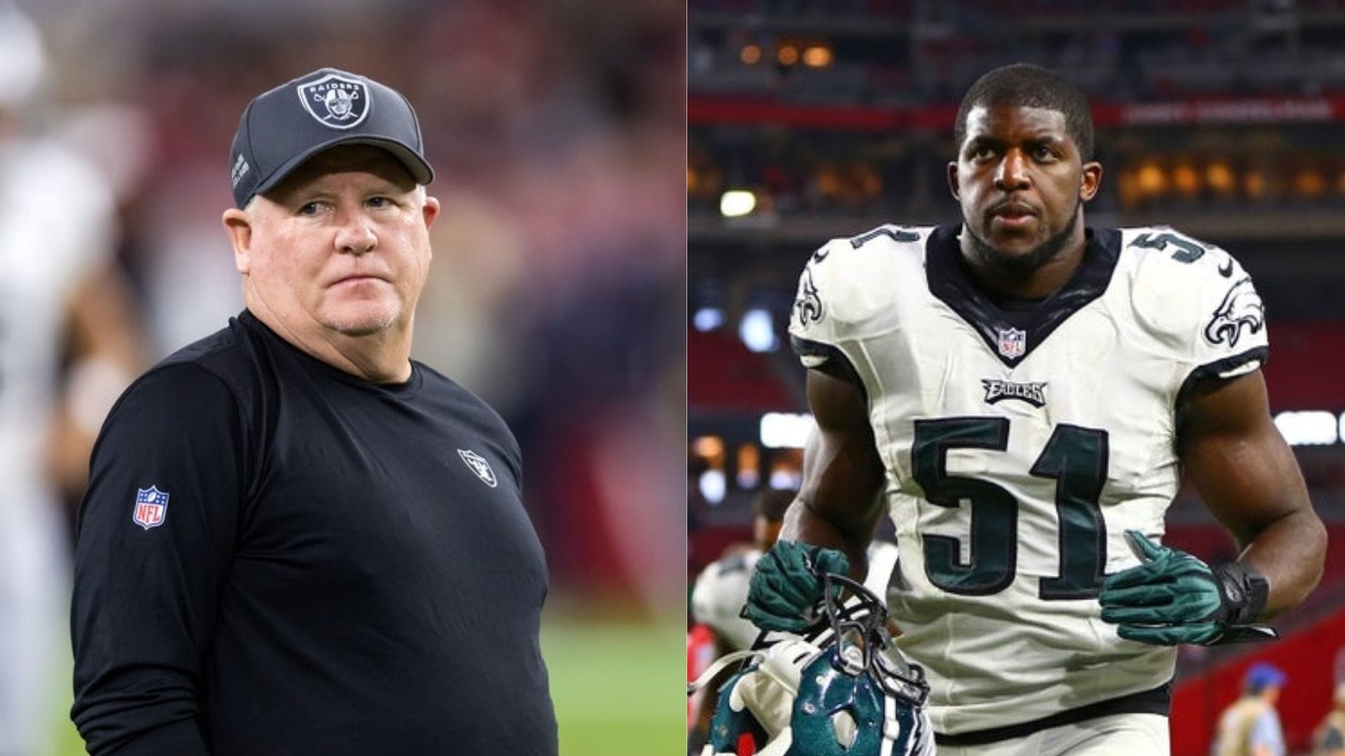 Chip Kelly and Emmaneul Acho (Source: Imagn)