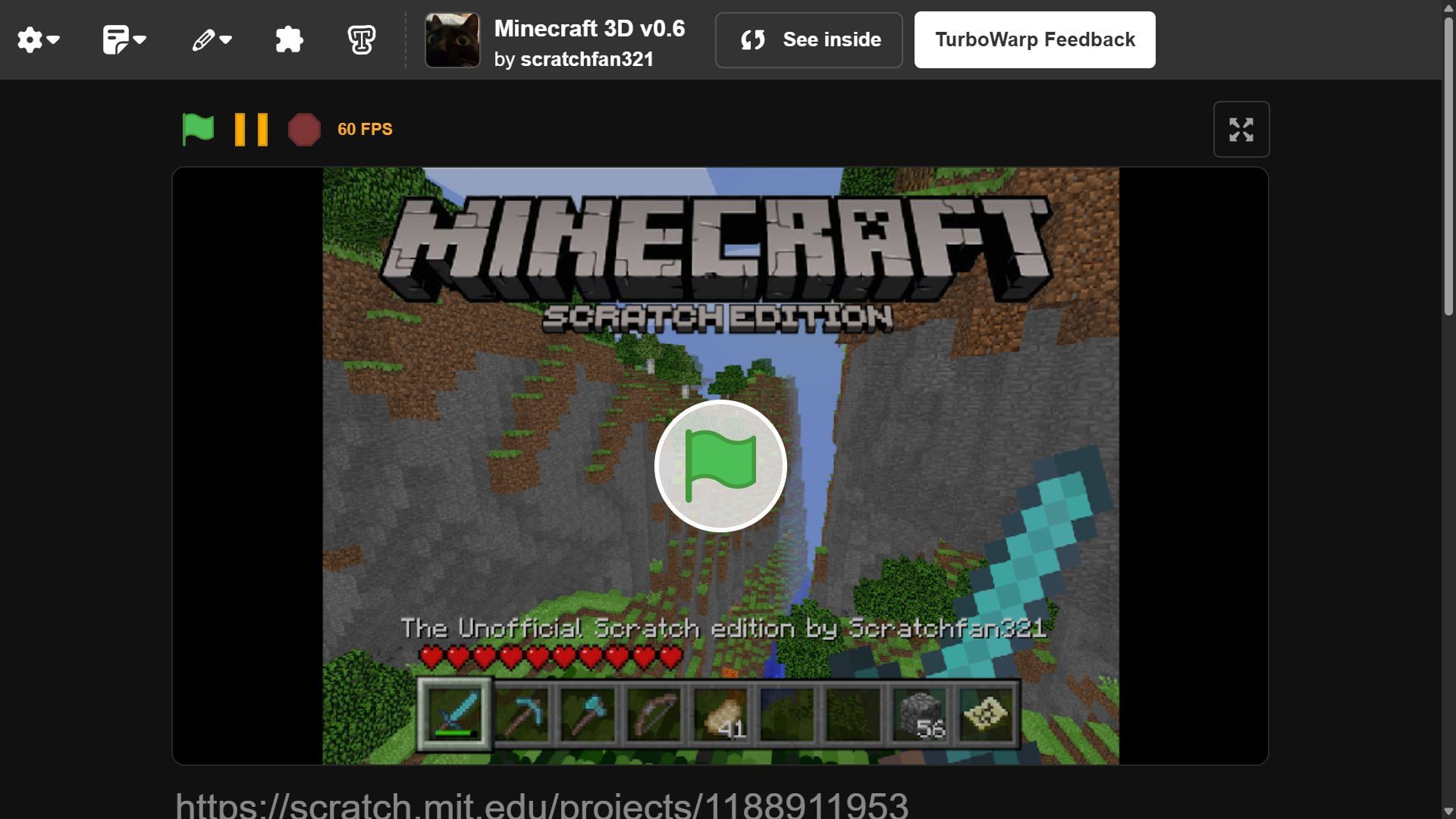 Players can easily play the game through this website (Image via turbowarp/scratchfan321)