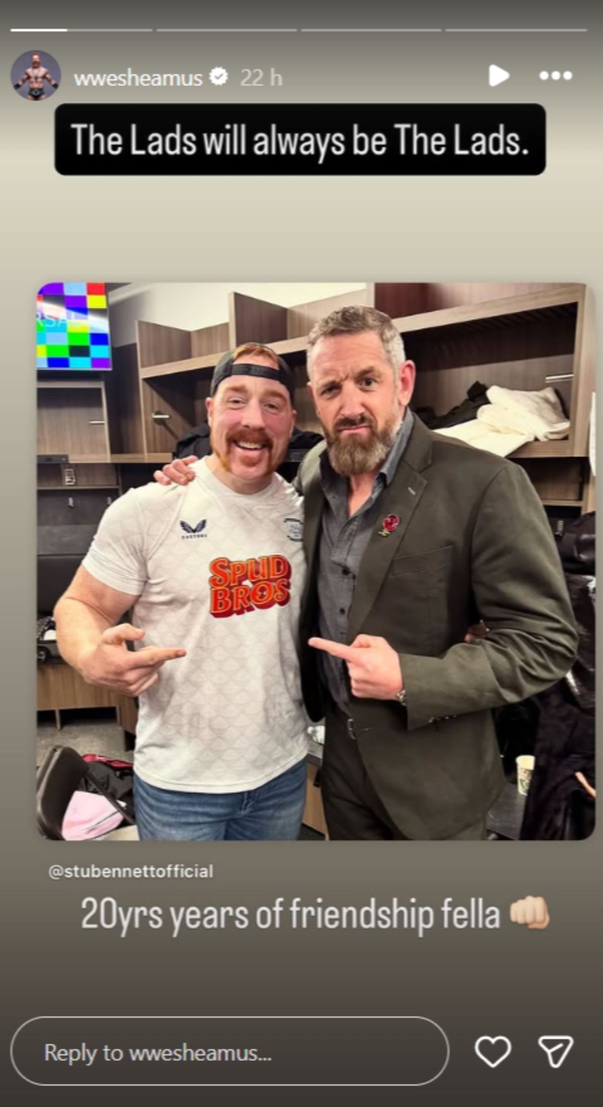 Sheamus shares Wade Barrett&#039;s post. [Screenshot via @wwesheamus on Instagram]