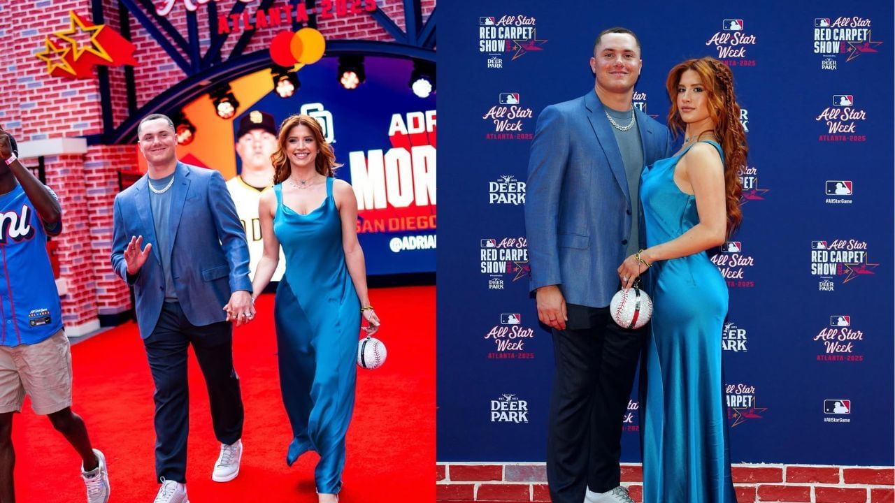 Adrian Morejon&rsquo;s wife Melany flaunts confident stride in backless blue one-piece and heels. Credit: Melany/Instagram