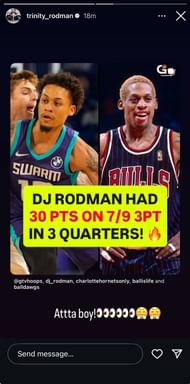 Trinity Rodman's Instagram story