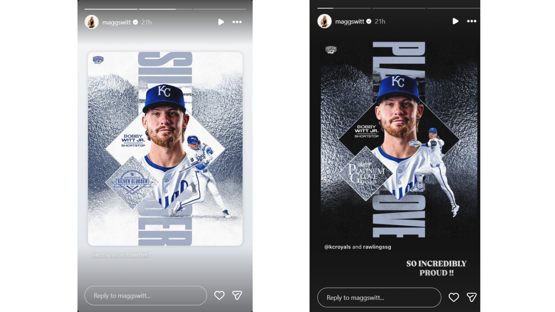 Instagramové príbehy Maggie Witt s úspechmi jej manžela (Zdroj: Instagram @maggswitt)
