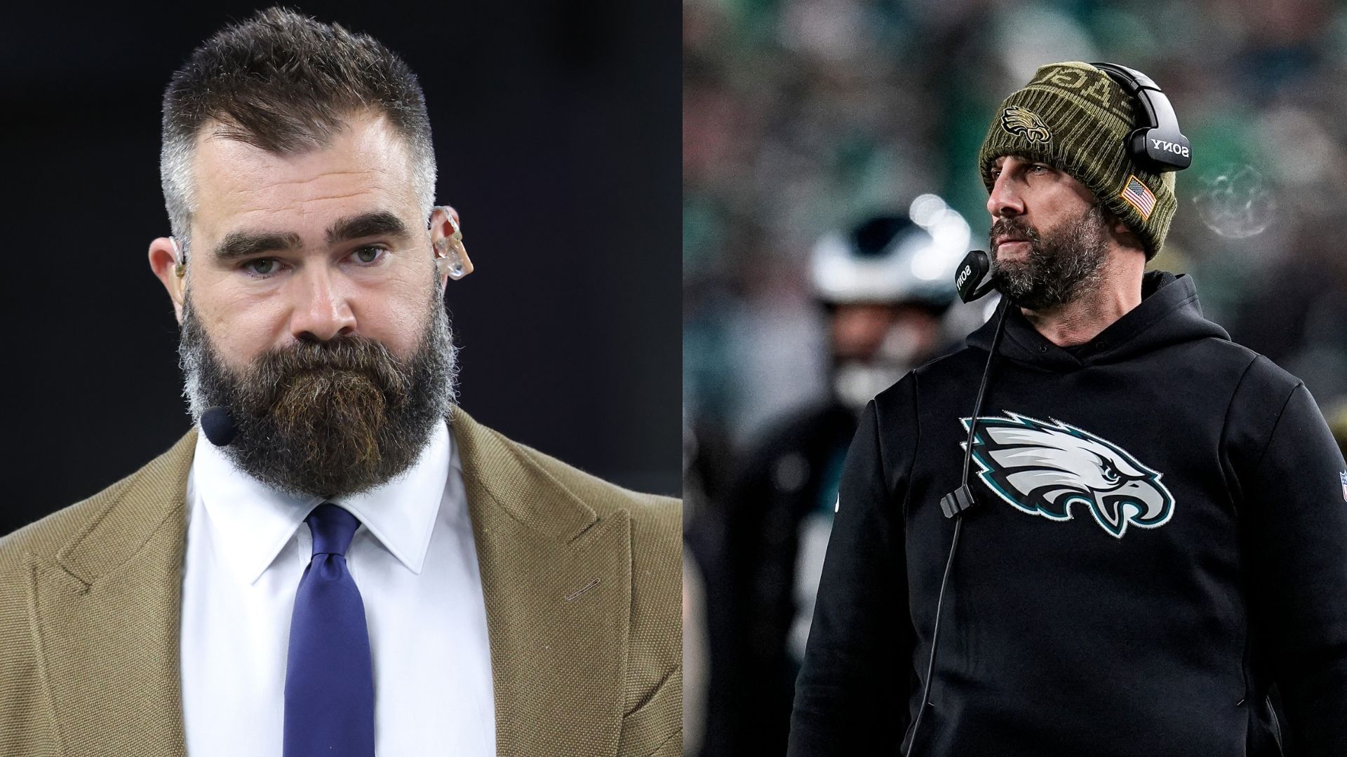 Jason Kelce, Nick Sirianni collage