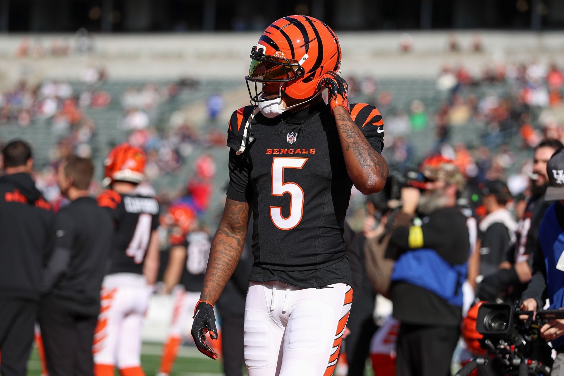 Tee Higgins at Patriots at Bengals - Source: Getty