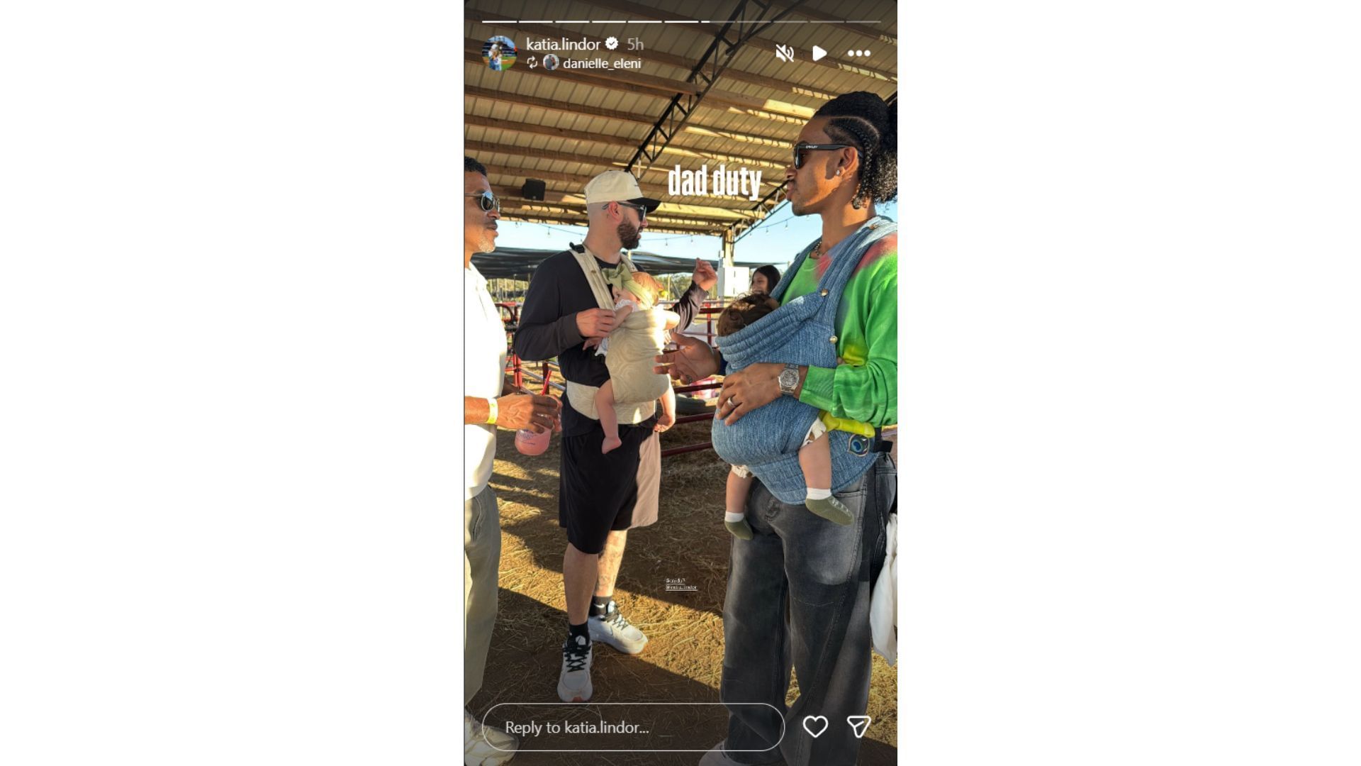 Katia Lindor&#039;s Instagram Story featuring her husband and friend Tomas Nido of the Detroit Tigers (Source: Instagram @katia.lindor)