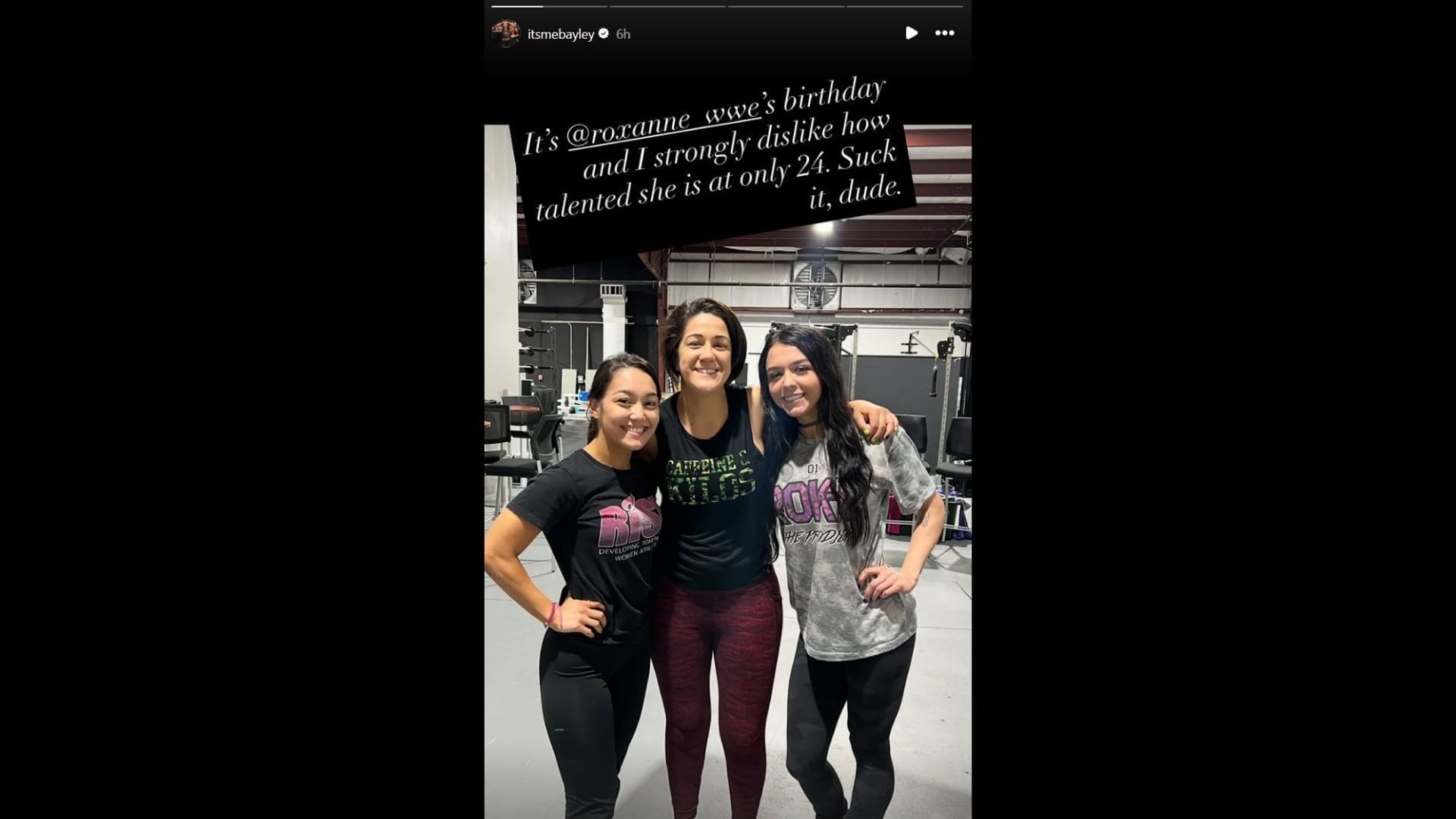 Bayley&#039;s Instagram story for Roxanne Perez (Image via @itsmebayley on Instagram)