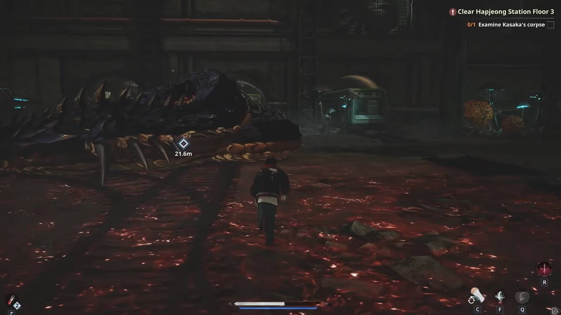 Find the orb just in front of the wrecked train (Image via Netmarble || YouTube/CGInferno)