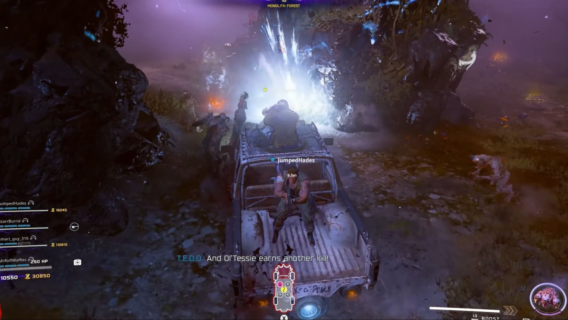 Drive through the souls to initiate the boss fight (Image via Activision || YouTube/ MrRoflWaffles)