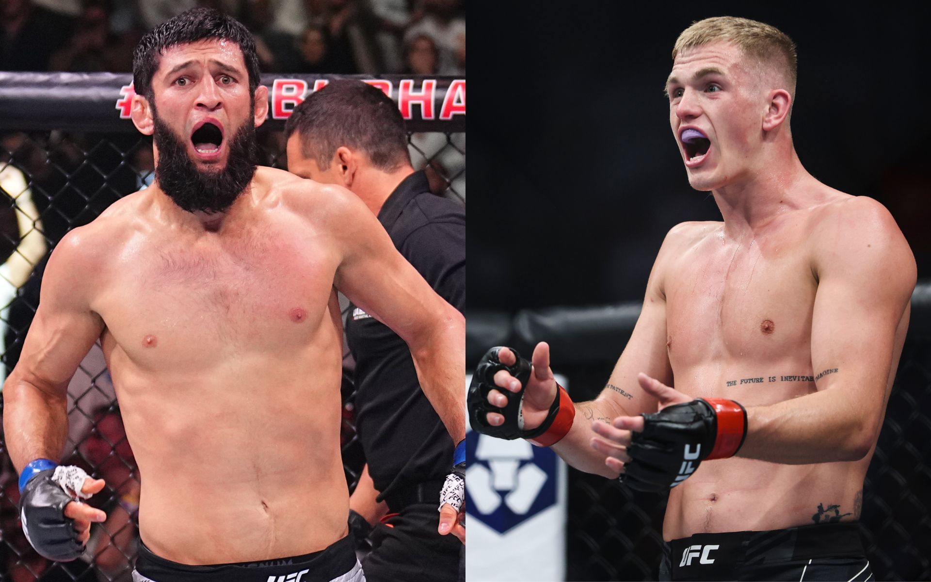 Khamzat Chimaev (left) shoved Ian Garry (right) during backstage scuffle at UFC Qatar. [Images courtesy: Getty Images]