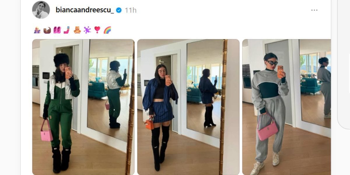 Andreescu&#039;s post featuring the Canadian sporting a variety of winter looks (Source: Threads/biancaandreescu_)