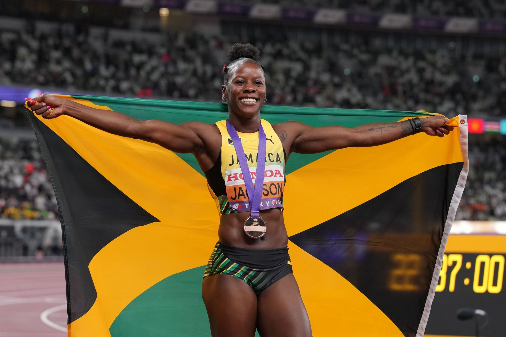 Shericka Jackson at the World Athletics Championships Tokyo 2025 [Image Source : Getty] 