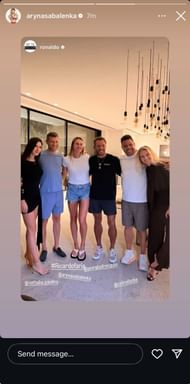 From left to right: Nathalia, Faria, Sabalenka, Frangulis, Ronaldo and Celina (Source: Instagram/ronaldo)