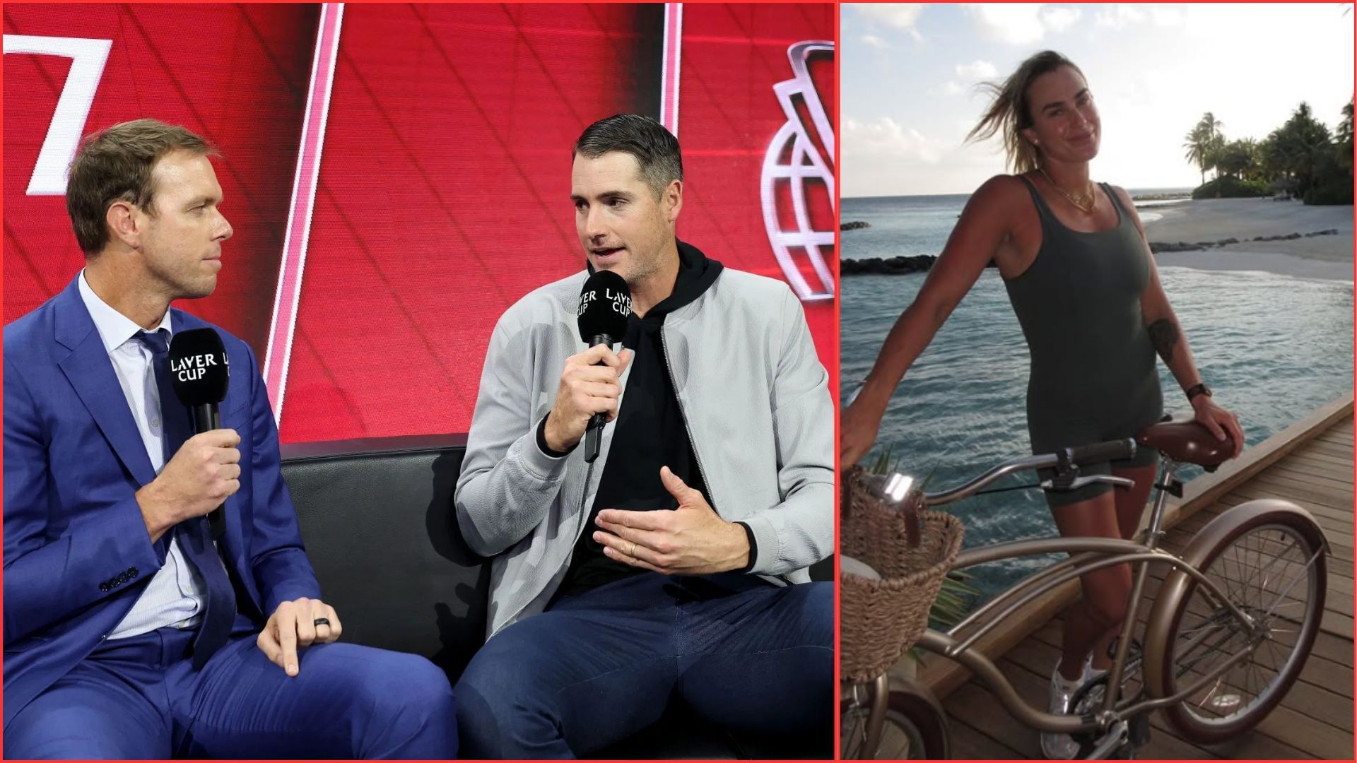 Sam Querrey &amp; John Isner (L) Aryna Sabalenka in the Maldives (R) | Getty &amp; Instagram