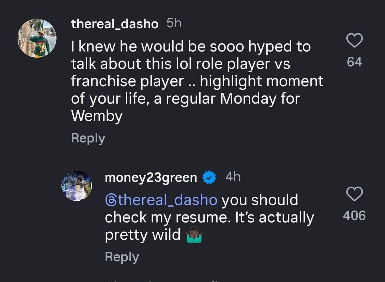 Draymond Green&rsquo;s response to a fan (Photo- Instagram @draymondgreenshow)