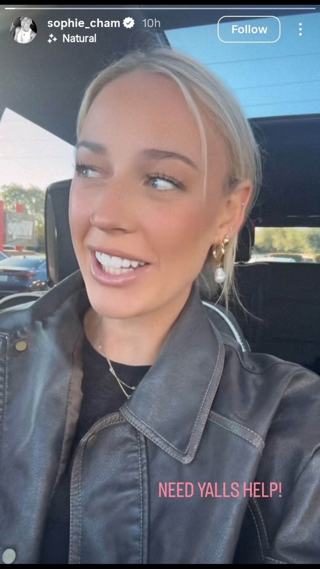 Sophie Cunningham makes a unique request to her IG followers. Credit: Cunningham/IG